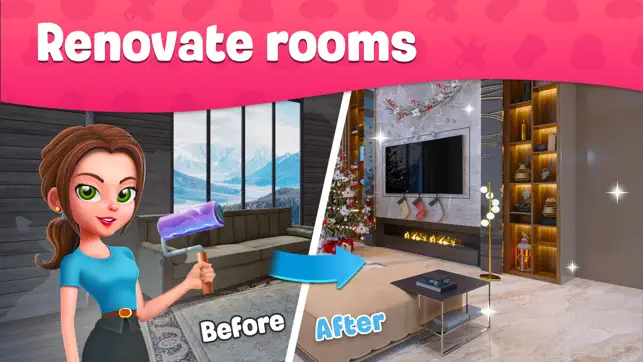 Makeover Empire: Coin & Design - renovate rooms, before and after